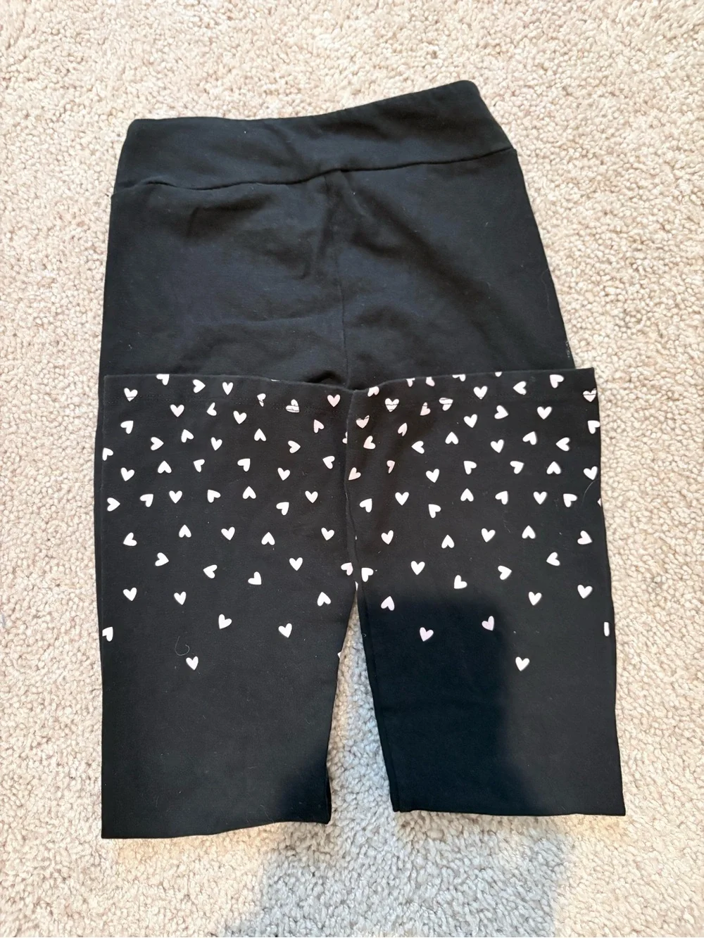 Cat & Jack Black Flare Leggings with White Heart Print